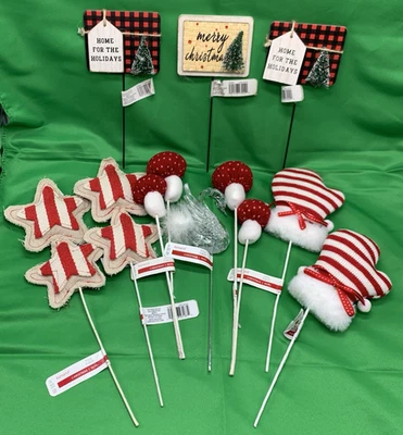 Christmas Pick Decor Centerpiece Stars Gloves Home Swan Lot of 10 Ashland Picks - Image 1 of 4