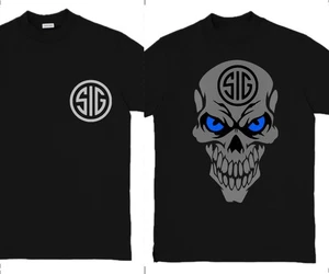 Custom SIG Never Settle Totenkopf Unisex inspiriert Grafik Totenkopf T-Shirt Top S-3XL - Bild 1 von 3