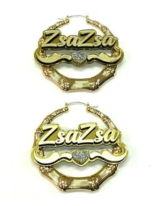 Pendientes de bambú placa de nombre personalizada 1.5 2.5 3.5" tamaño elección corte láser personalizado - Imagen 1 de 12
