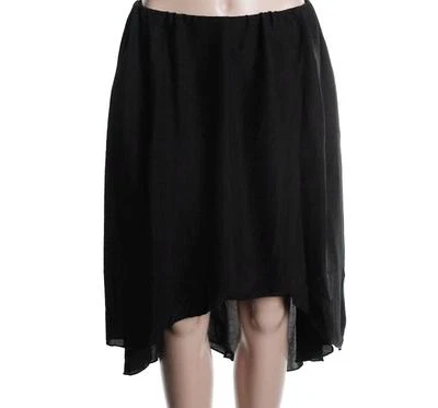 FLUXUS $101 NEW Designer BLACK SATIN HI-LOW HEM A-LINE SKIRT SZ M NWT - Image 1 of 3