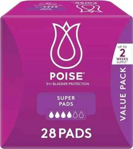 Poise Pads For Bladder Leaks Super 28 Count Fast And Free Delivery - Picture 1 of 5
