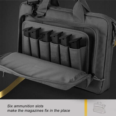 Tactical Pistol Range Bag Padded Handgun Gun w/Mag pouch Conceal Carry Soft Case - Image 1 of 4