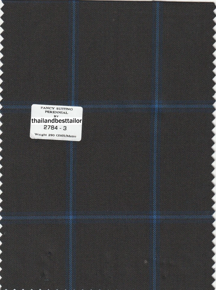 Black Suiting Fabric Best Suit Pants jacket Cloth Black With Light Blue checked - Image 1 of 2