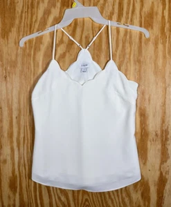 J. Crew Sleeveless V-Neck Strappy Racerback Tank Top Size 0 White - Picture 1 of 8