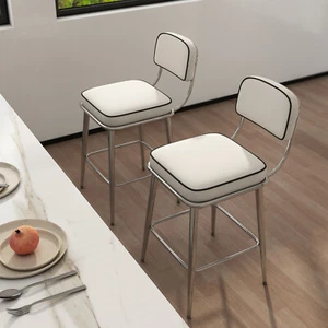 Juego de 2 taburetes de bar de altura de mostrador con respaldo reposapiés taburete de cocina sillas 26" - Imagen 1 de 22