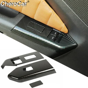 3X Interruptor de elevación de ventana de fibra de carbono botón panel moldura para Ford Mustang 2010-2014 - Imagen 1 de 9