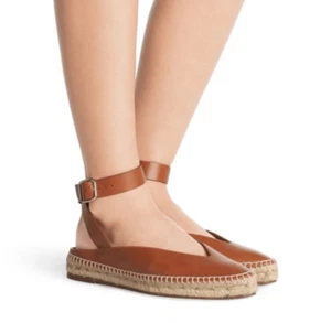 Stuart Weitzman Toga Cognac Brown Leather Ankle Wrap Espadrille Women’s Size 7 M - Picture 1 of 13