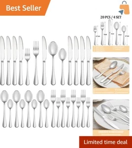 20-Piece Premium Stainless Steel Silverware Set - Dishwasher Safe Cutlery - Picture 1 of 9