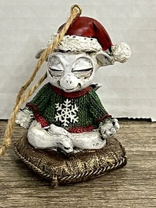 Christmas Bella Haus Yoga Pose Baby Dragon On A Pillow w/ Santa hat Ornament (F) - Picture 1 of 11