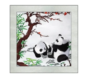 Panda Cherry Flowers Tree Embroidery Square Painting - Picture 1 of 1