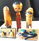 1960th japan traditional  girl kokeshi doll 3 and 2 souvenirs Antique 10inch