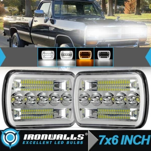 2PCS 7x6" 5x7" LED Headlights Hi/Lo Beam DRL for Dodge Ram Pickup W250 1990-1993 - Picture 1 of 12