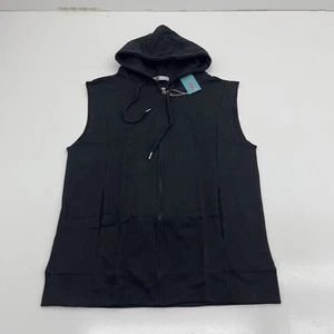 Ohoo Black Muscle Cut Off Sleeveless Gym Hoodie Mens Size Medium NEW - Picture 1 of 6