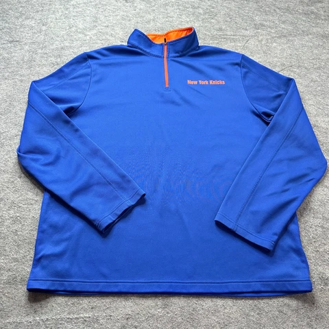 New York Knicks Sweatshirt 1/4 Zip Pullover Men XL Blue NBA TX3 Warm Mock Neck Cover
