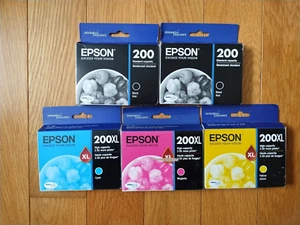 2021-24 GENUINE SET EPSON 200XL INK 200 EXPRESSION XP-200-400 WORKFORCE WF-2520 - Picture 1 of 1