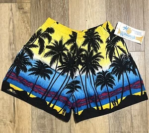 Pantalones Cortos/Trunks de Natación Barridos por el Viento Vintage Estampado Neón XXL 80s Tropical ¡NUEVO CON ETIQUETAS! - Imagen 1 de 8