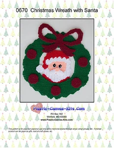 Corona de Navidad con patrón o kit de lona de plástico de Santa Claus - Imagen 1 de 1