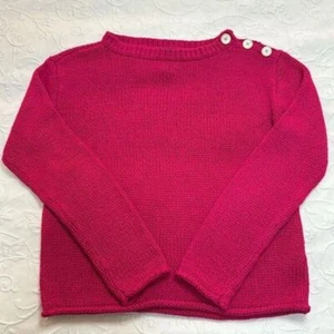 Maglione Lauren Ralph Lauren Preppy rosa magenta dettaglio bottoni e bordi arrotolati - Foto 1 di 6