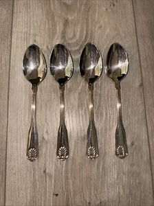 4 Vintage Teaspoons COVENTRY SHELL Retroneu Silverplate flatware - Picture 1 of 3