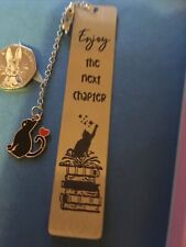 Teacher Gift Cat Engraved Bookmark Stainless Steel  Cat Charm Boxed  UK Post