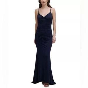 Vestido de Noche Eliza J Azul Marino Cuello Capucha Acanalado Jersey Slinky Sin Mangas Talla 6 Nuevo con Etiquetas - Imagen 1 de 11