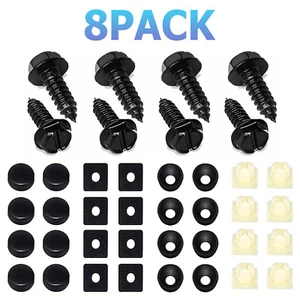 8 PIEZAS Para X1 EE. UU. Tornillos para matrícula de coche Tornillos de acero inoxidable Tapas Negro - Imagen 1 de 16