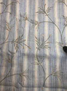 Blau Streifen mit Stickerei FabriCut Stoff 1 1/2 Yards Leinen - Bild 1 von 1