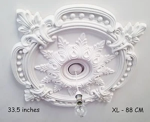 85CM LARGE Ceiling Rose Beautiful White Ornate Home Decor Medallion HUGE CR7-XL - Picture 1 of 9