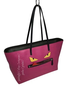 FENDI RARE Fuchsia Vitello Elite Buggies Monster Medium Roll Tote - Picture 1 of 8