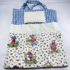 Vintage handgefertigte gesteppte Tragetasche Puppe Bett tragen alle Kissen Hollie Hobbie Gingham - Bild 1 von 10
