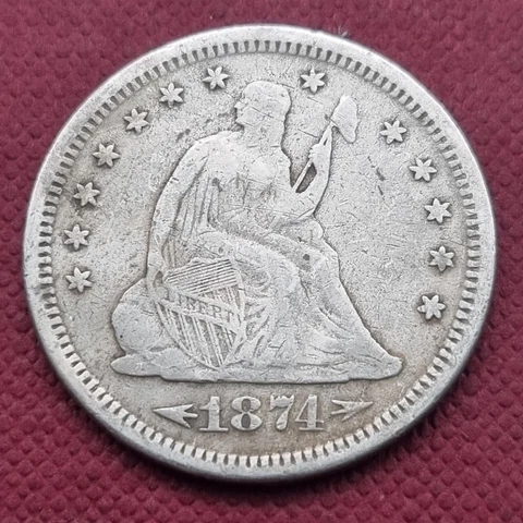 1874 S Seated Liberty Quarter 25c Better Grade #51173 Cover