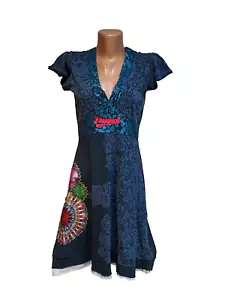 Desigual women's dress size L blue multicolor floral - Picture 1 of 11