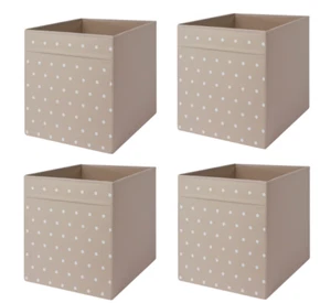 4x DRÖNA Storage Boxes Dotted/Beige 33x38x33 cm Fits IKEA Kallax Fabric Cube Bin - Picture 1 of 4
