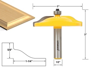 3" Diameter Cove Raised Panel Router Bit - 1/2" Shank - Yonico 12136 - Picture 1 of 1