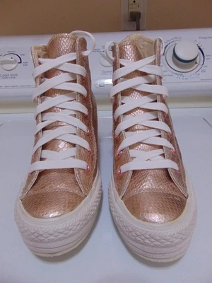 AUTHENTIC CONVERSE CHUCK TAYLOR ALL STAR 542611C ROSE GOLD LEATHER SNEAKERS SZ 8 - Image 1 of 4
