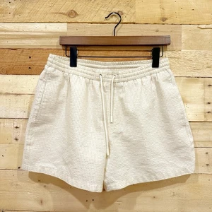 "Bañador Zara para hombre grande marfil beige rayas Seersucker con forro pantalones cortos de 4""" - Imagen 1 de 6