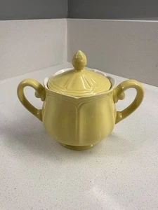 vintage Buttercup Federalist Ironstone Sugar Bowl with Lid in lemon yellow Japan - Picture 1 of 8