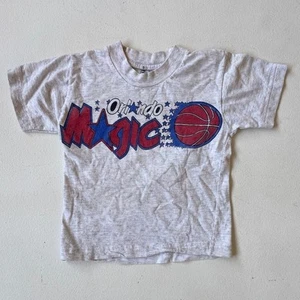  Vtg 90s Kids Orlando Magic Basketball T-Shirt STAR Size 8 Heather Gray - Picture 1 of 8