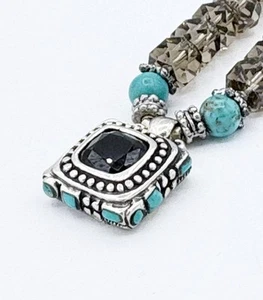 Barse Sterling Silver Black Onyx Turquoise & Glass Beaded Necklace - Picture 1 of 8