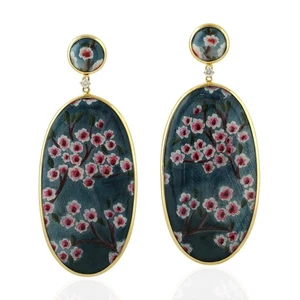 54,86 Pendientes colgantes de perlas naturales Joyería de esmalte de diamante... - Imagen 1 de 6