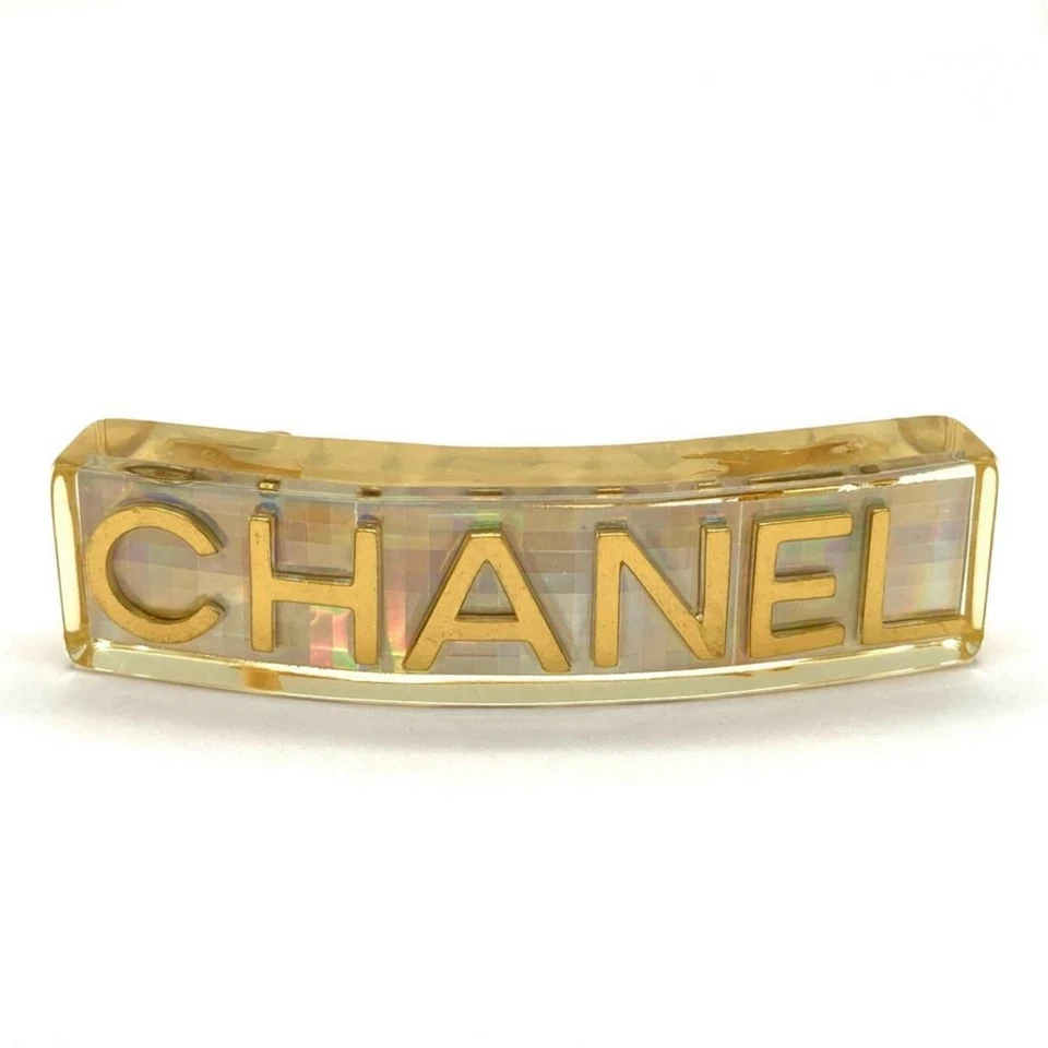 CHANEL Barrette Hair Clip Plastic 97P Engraved Clear Hologram Pris... GZl1a9fr - Image 1 of 1