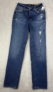 Maurices Edgely High Rise Relaxed Straight Jeans Sz 2 Distressed Stretch Denim - Picture 1 of 10