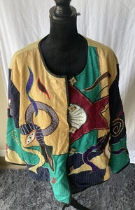 NUEVO CON ETIQUETAS Maggie Barnes Art-to-Wear Patchwork Funky Tejido Arte Máscara Chaqueta Talla 4X - Imagen 1 de 11