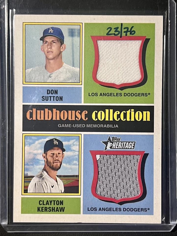 Clayton Kershaw Don Sutton 2025 Topps Heritage Clubhouse relíquia dupla /76 Dodgers - Imagem 1 de 4