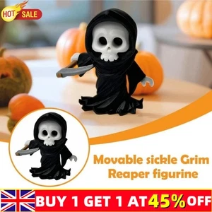 Movable Sickle Grim Reaper Figurine Halloween Decoration Sickle Grim Reaper NEW - Picture 1 of 8