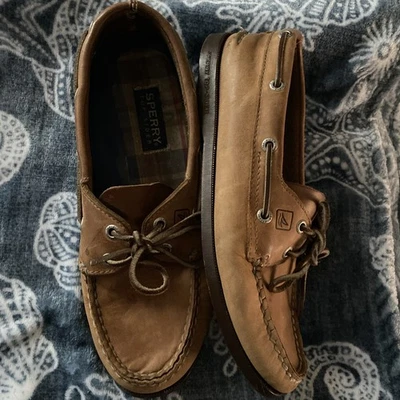 Zapatos sin cordones Sperry Top Sider para mujer de cuero tostado talla 9 W Foto 1 de 4