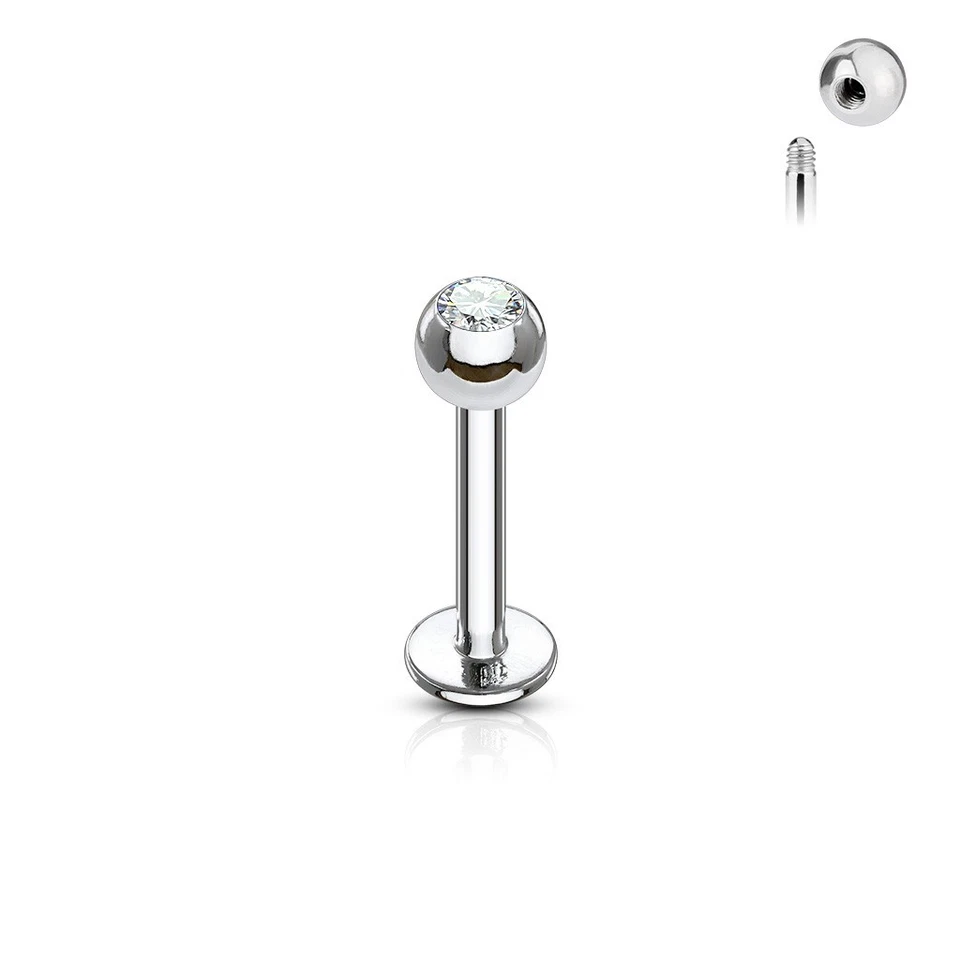 Labret Piercing 1,2mm Argento Femmina Monroe Acciaio Chirurgico Helix Trago - Immagine 1 di 1
