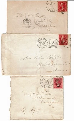 19th Century Fancy Cancels 2c COVERS  Lot of 3 incl Shoeprints. Neat! - Image 1 of 2