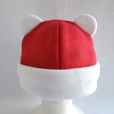 Chapéu orelha PANDA VERMELHO E BRANCO Papai Noel gorro anime cosplay rave urso lobo Natal - Imagem 1 de 3