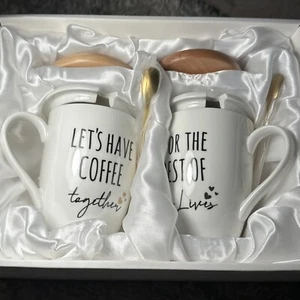 Couples Gifts Coffee Mugs Set of 2, Bridal Shower Gift for Bride and Groom Cu... - Picture 1 of 10
